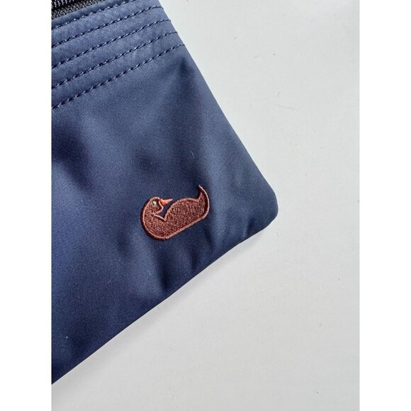 DOONEY & BURKE North South Navy Blue Nylon Leather Triple Zip Crossbody Purse - Picture 3 of 10